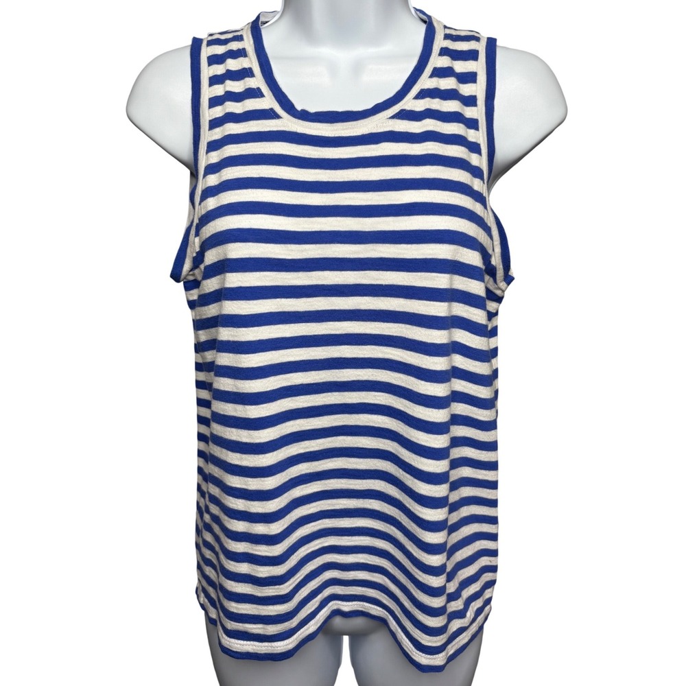 J. CREW Womens Blue Striped Girlfriend Sailor Tank Top Sz S Preppy Nautical Chic